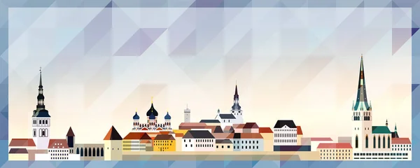 Tallinn Skyline Vettore Poster Colorato Sfondo Bella Texture Triangolare — Vettoriale Stock