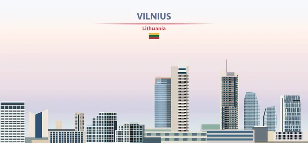 Вильнюсский Городской Пейзаж Фоне Заката Неба Векторная Иллюстрация Названием Страны — стоковый вектор