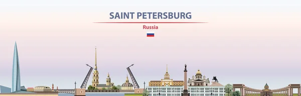Günbatımında Saint Petersburg Şehir Manzarası Arka Plan Vektör Illüstrasyonu Ülke Stok Illüstrasyon