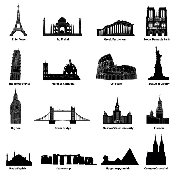 Vector set of landmark icons — Stock Vector