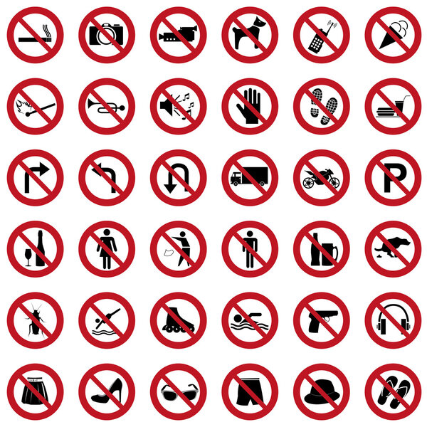 Iconos de prohibición — Vector de stock