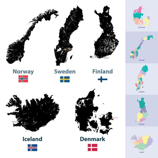 Mapy Skandynawii — Wektor stockowy
