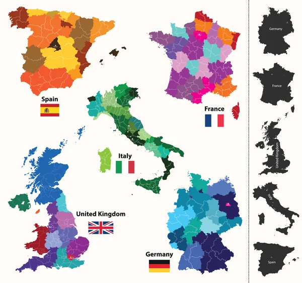 Carta delle regioni europee — Vettoriale Stock