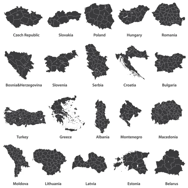 Mapas vectoriales de países europeos — Vector de stock