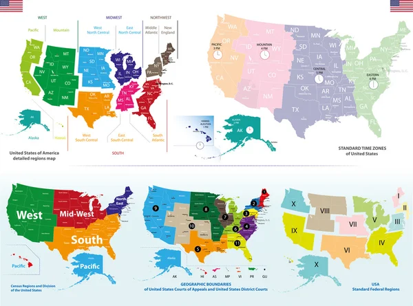 Vetor mapas de Estados Unidos — Vetor de Stock