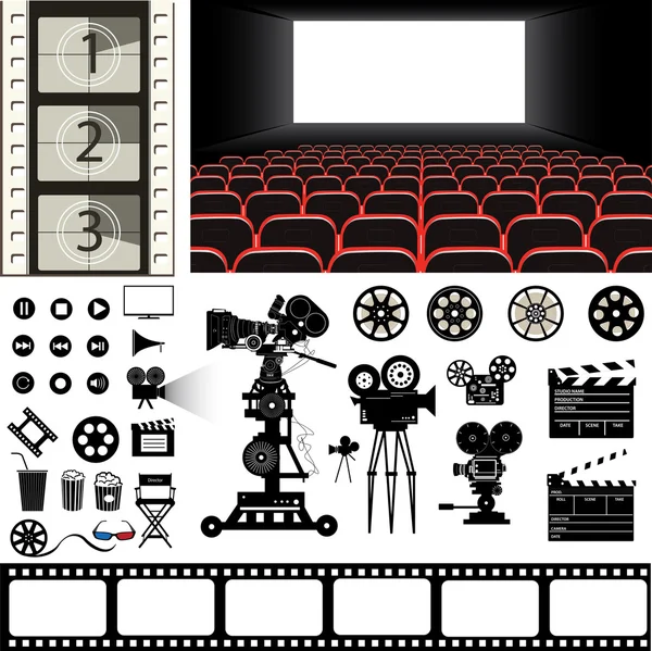 Cine objetos vector ilustración — Vector de stock