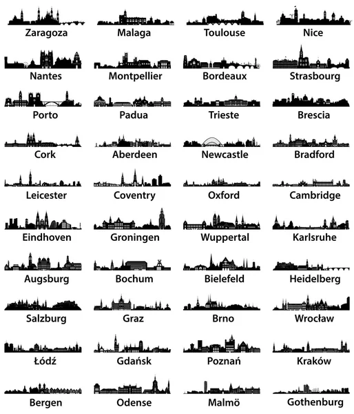 Europas Stadtsilhouetten — Stockvektor