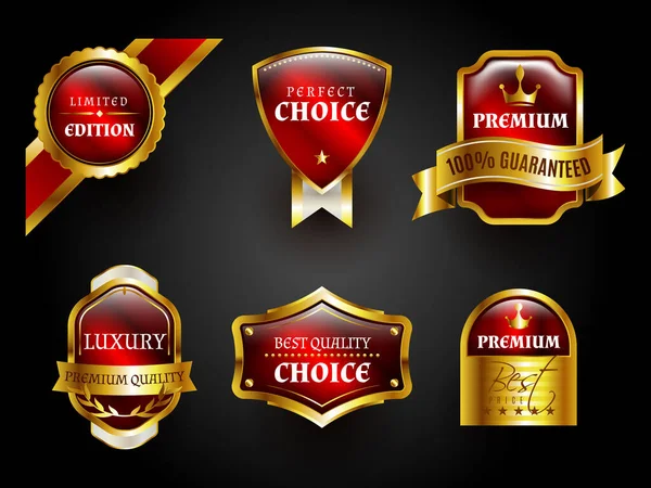 Luxus Etiketten Gold Und Rot — Stockvektor