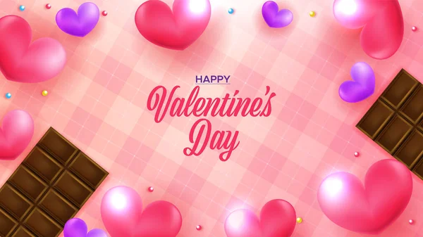 Прекрасный День Святого Валентина Фон Сердцами Шоколадом — стоковый вектор
