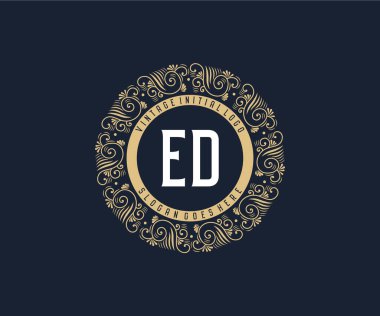 Süslü çerçeveli antik Victoria dönemi kaligrafik amblem logosu.