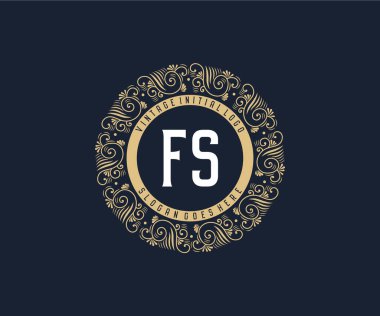 FS Antik Viktorya dönemi lüks kaligrafik amblem amblemi süs çerçeveli.