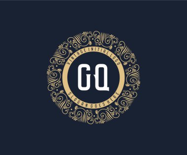 GQ Antika geçmişe dönük lüks Viktorya kaligrafik amblemi süslemeli amblem.