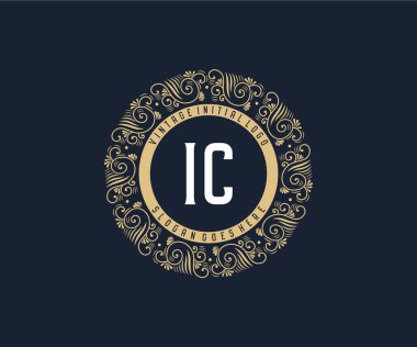 IC Antika geçmişe dönük Victoria dönemi kaligrafik amblem amblemi süs çerçeveli..