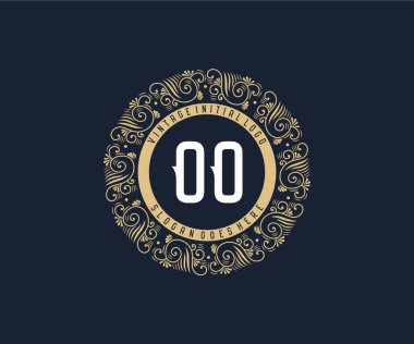 Süs çerçeveli eski antik Victoria dönemi kaligrafik amblem logosu..