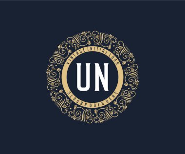 Süslü çerçeveli BM Antik Viktorya dönemi kaligrafik amblemi.