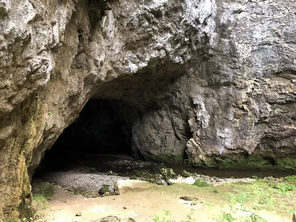 레크강 협곡의 석회암 동굴들 슬로베니아의 세르히 노트라 — 스톡 사진