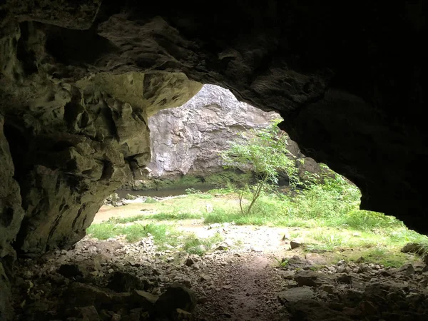 Cuevas Las Rocas Calizas Del Cañón Del Río Rak Cerknica — Foto de Stock