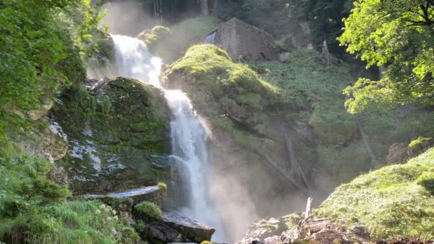 Giessbach Falls Lake Brienz Într Parc Natural Giessbach Brienz Cantonul — Videoclip de stoc