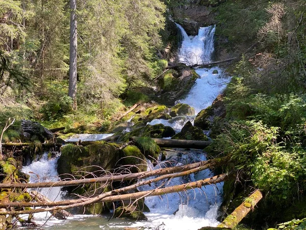 Giessbachfälle Gleichnamigen Naturpark Und Über Dem Brienzersee Giessbachfalle Gleichnamigen Naturpark — Stockfoto