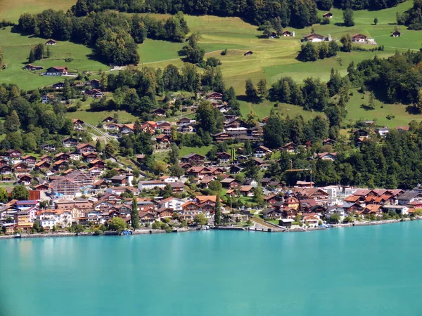 Brienz Település Partján Brienzersee Azonos Nevű Lábánál Emmental Alps Mountain — Stock Fotó