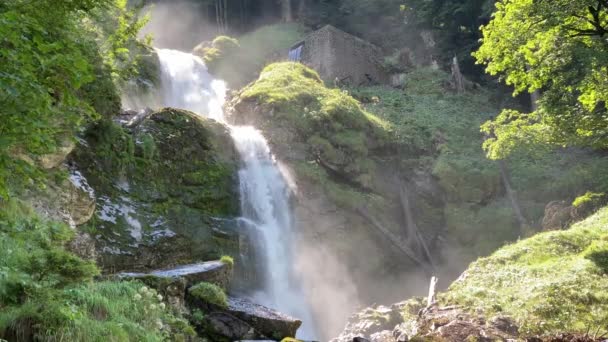 Giessbach Falls Över Brienzsjön Och Naturpark Giessbach Brienz Kantonen Bern — Stockvideo