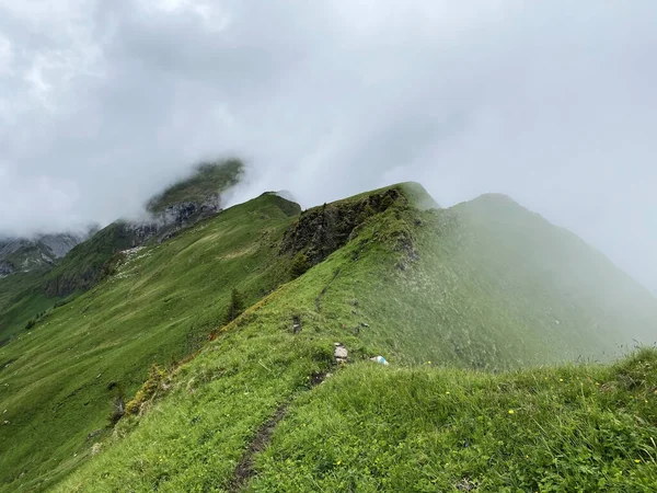 Trails for walking, hiking, sports and recreation over the Iberig region in the Schwyz Alps mountain massif, Oberiberg - Canton of Schwyz, Switzerland (Kanton Schwyz, Schweiz)