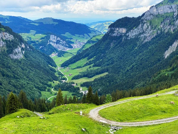 Trails for walking, hiking, sports and recreation over the Iberig region in the Schwyz Alps mountain massif, Oberiberg - Canton of Schwyz, Switzerland (Kanton Schwyz, Schweiz)