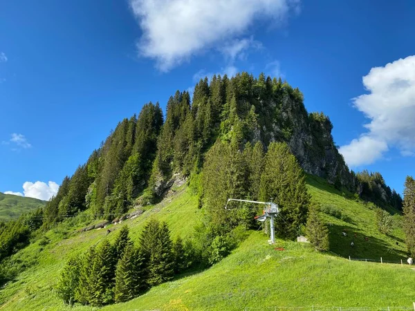 Alpina Bergskullen Seeblistoeckli Eller Seeblistockli Över Iberigregionen Och Bergsmassivet Schwyz — Stockfoto