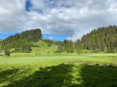 Iberig bölgesi üzerinde ve Schwyz Alp dağlarının yamaçlarında, Oberiberg - Schwyz Kantonu, İsviçre (Kanton Schwyz, Schweiz)