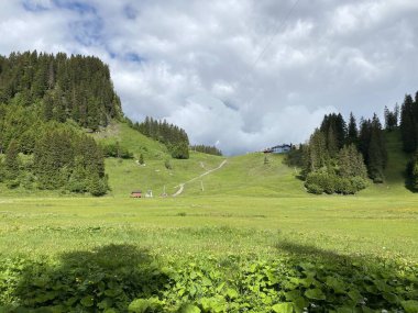 Iberig bölgesi üzerinde ve Schwyz Alp dağlarının yamaçlarında, Oberiberg - Schwyz Kantonu, İsviçre (Kanton Schwyz, Schweiz)