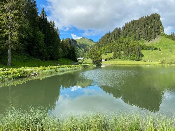 Lago Alpino Seeblisee Pie Cordillera Primero Macizo Montañoso Los Alpes — Foto de Stock