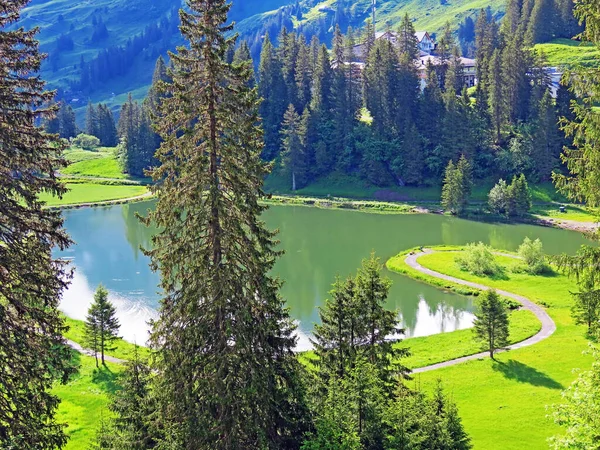 Der Seeblisee Fuße Des First Und Schwyzer Alpenmassiv Oberiberg Kanton — Stockfoto