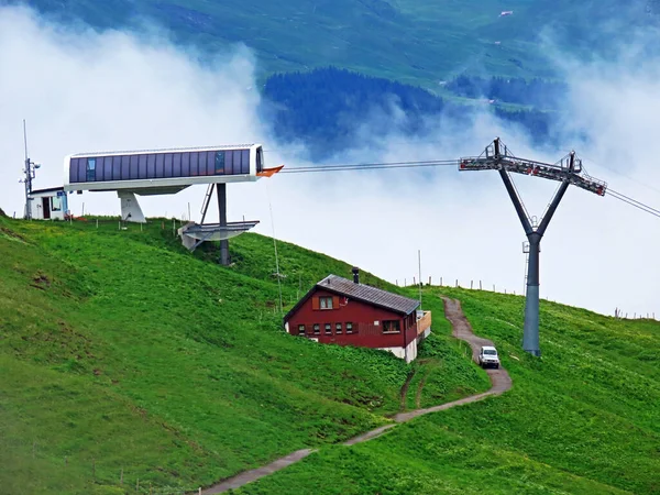 4Er Sesselbahn Sternen Zum Klein Sternen Lugares Chairlift Hoch Ybrig — Fotografia de Stock