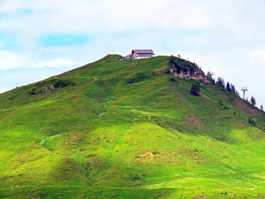 Alpine mountain hill Spirstock over the Iberig region and in the Schwyz Alps mountain massif, Oberiberg - Canton of Schwyz, Switzerland (Kanton Schwyz, Schweiz)