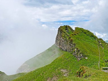 Alpine mountain hill Chli Staernen or Chli Starnen over the Iberig region and in the Schwyz Alps mountain massif, Oberiberg - Canton of Schwyz, Switzerland (Kanton Schwyz, Schweiz)