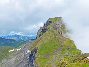 Alpine peak Forstberg of the mountain range First and in the Schwyz Alps mountain massif, Oberiberg - Canton of Schwyz, Switzerland (Kanton Schwyz, Schweiz)