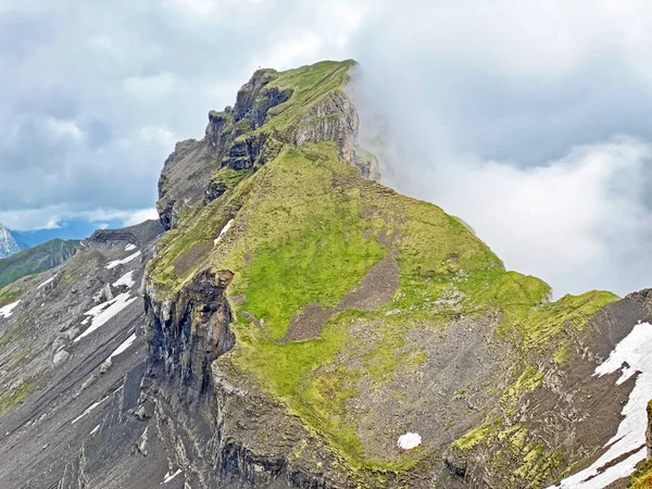 Alpine peak Forstberg of the mountain range First and in the Schwyz Alps mountain massif, Oberiberg - Canton of Schwyz, Switzerland (Kanton Schwyz, Schweiz)