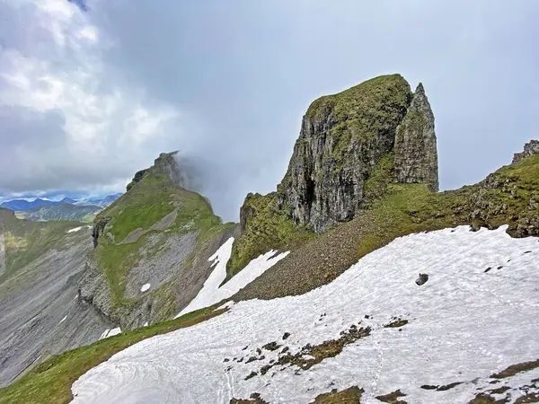 Alpine peak Forstberg of the mountain range First and in the Schwyz Alps mountain massif, Oberiberg - Canton of Schwyz, Switzerland (Kanton Schwyz, Schweiz)