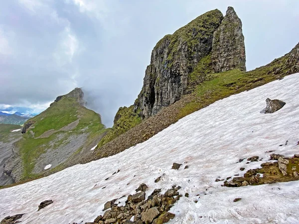 Alpine peak Forstberg of the mountain range First and in the Schwyz Alps mountain massif, Oberiberg - Canton of Schwyz, Switzerland (Kanton Schwyz, Schweiz)