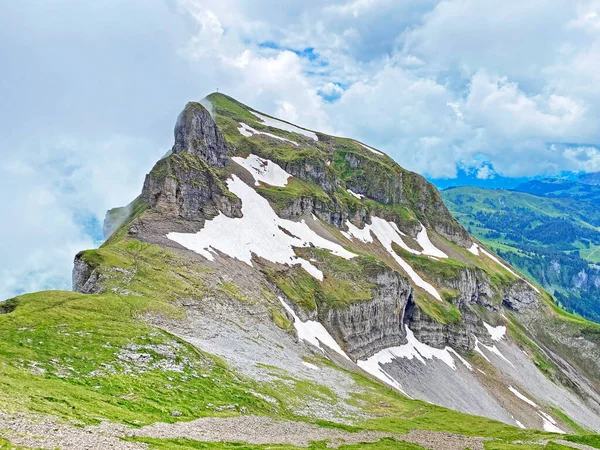 Alpine Peak Forstberg Mountain Range First Schwyz Alps Mountain Massif — Stock Fotó