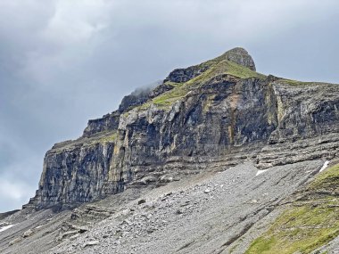 Alpine peak Druesberg of the mountain range First and in the Schwyz Alps mountain massif, Oberiberg - Canton of Schwyz, Switzerland (Kanton Schwyz, Schweiz)