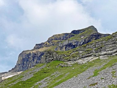 Alpine peak Druesberg of the mountain range First and in the Schwyz Alps mountain massif, Oberiberg - Canton of Schwyz, Switzerland (Kanton Schwyz, Schweiz)