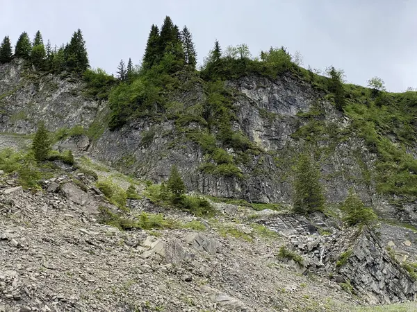 Roches Pierres Chaîne Montagnes Abord Dans Les Alpes Schwyz Massif — Photo