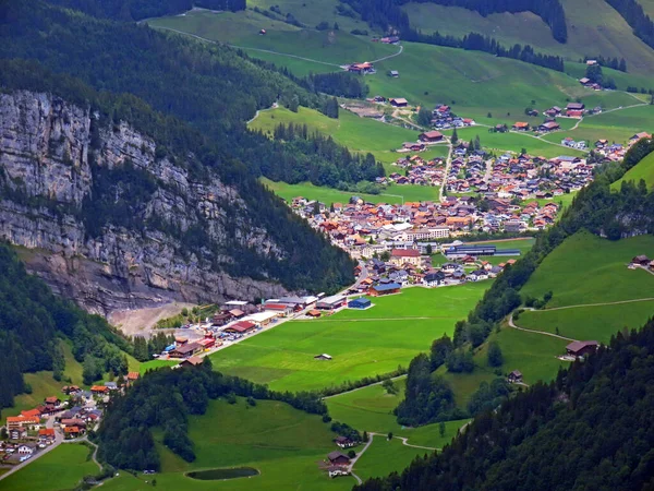 Subalpiene Nederzetting Unteriberg Iberische Regio Het Nabijgelegen Kunstmatig Meer Sihlsee — Stockfoto