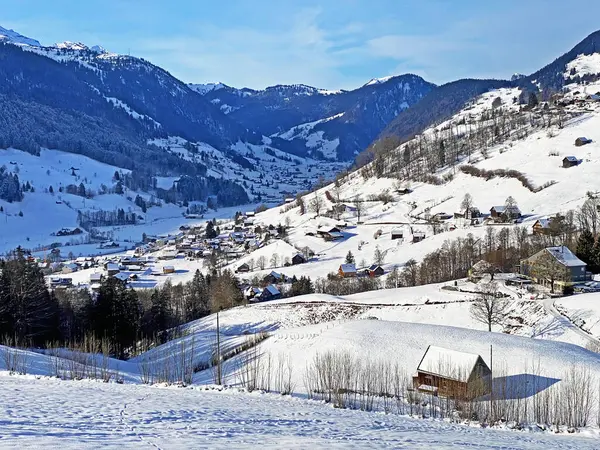 바이츠 Schweiz Gallen Unterwasser Canton Gallen Schweiz Churfirsten Alpstein 사이의 — 스톡 사진