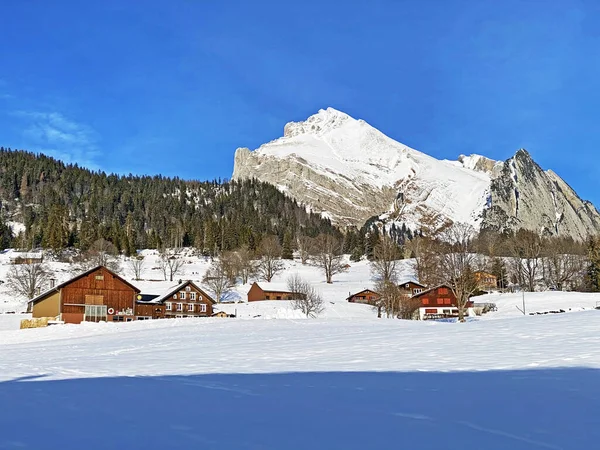 Зимова Атмосфера Альпійському Піку Wildhuser Schofberg Гірському Хребті Альпштейн Масиві — стокове фото