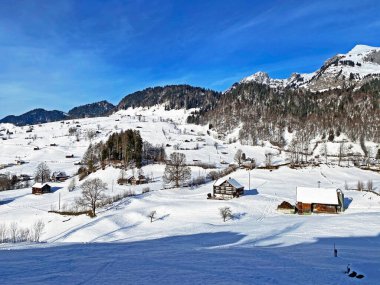 İsviçre 'nin Obertoggenburg bölgesindeki Obertoggenburg Alpleri' nin otlaklarında ve tepelerinde inanılmaz güzel bir kış atmosferi vardır.)