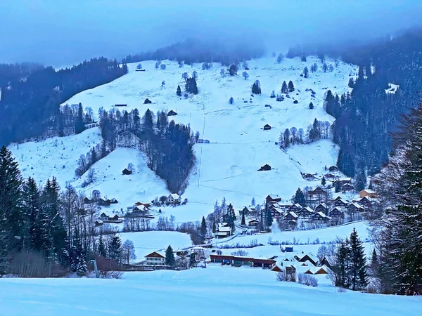 Nieve Fresca Valle Del Arroyo Lutheren Invierno Pastos Alpinos Pie —  Fotos de Stock