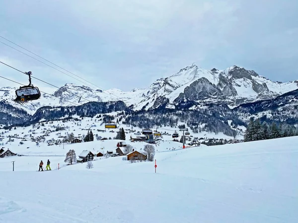 Person Chairlift Oberdorf Freienalp Sechsersesselbahn Oberdorf Freienalp Obertoggenburg Region Wildhaus — ストック写真