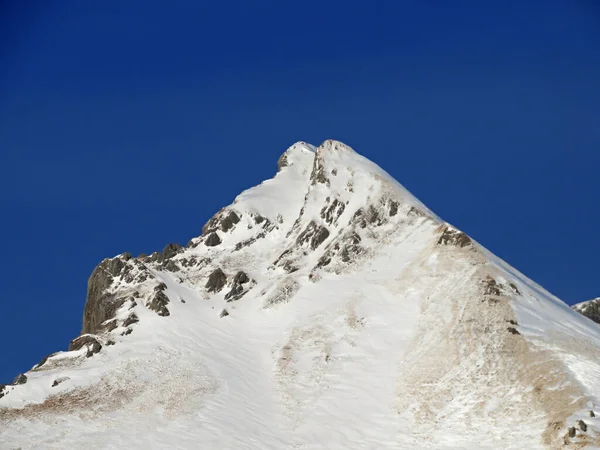 Winter Atmosphere Alpine Peak Wildhuser Schofberg Alpstein Mountain Range Appenzell — Stock Photo, Image